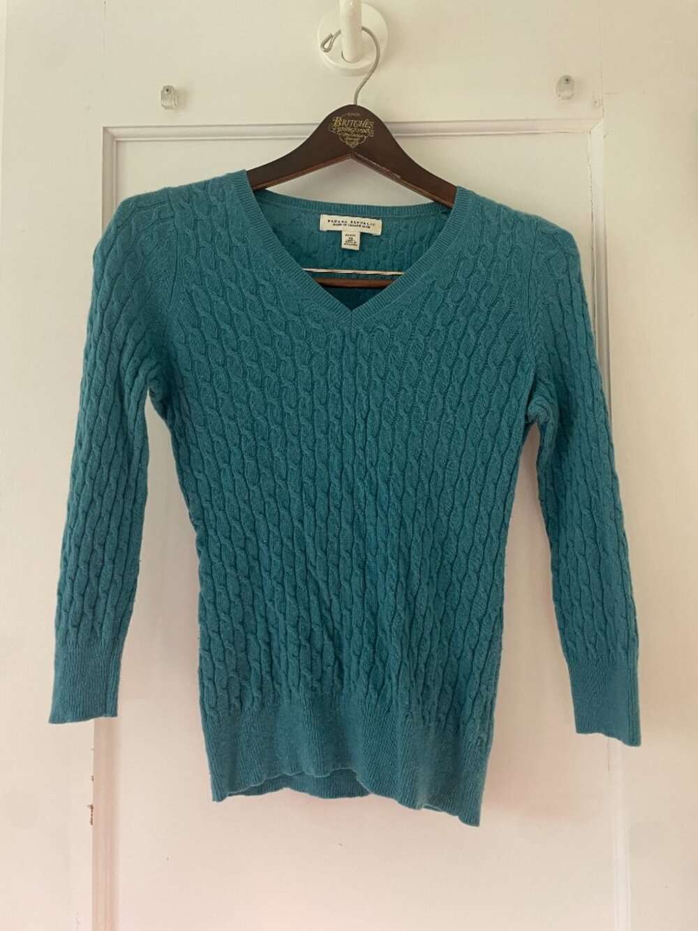 Banana Republic Cashmere sweater in Teal, Cable Knit XS Petite - Picture 9 of 9